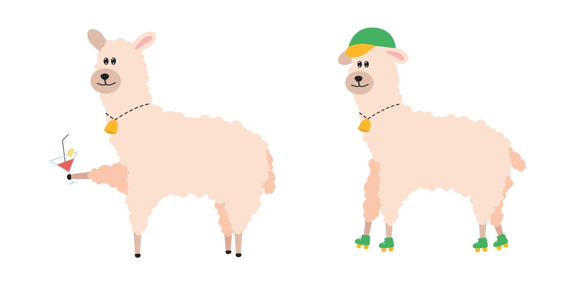 Illustration of an animal alpaca. Alpaca character vector