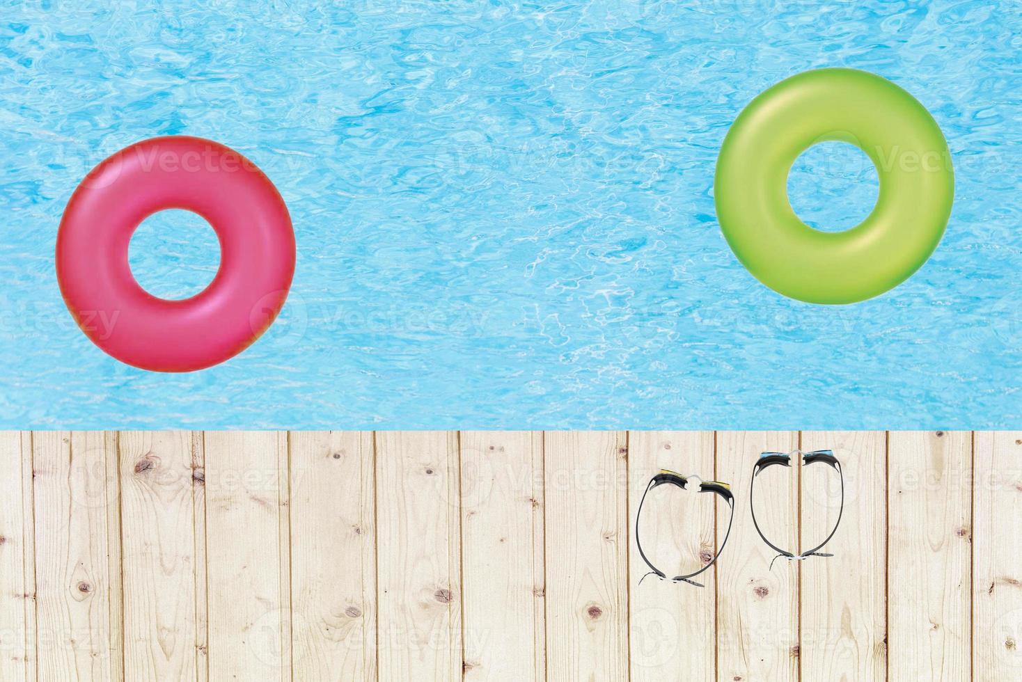 The swimming pool and wood ground from high perspective photo