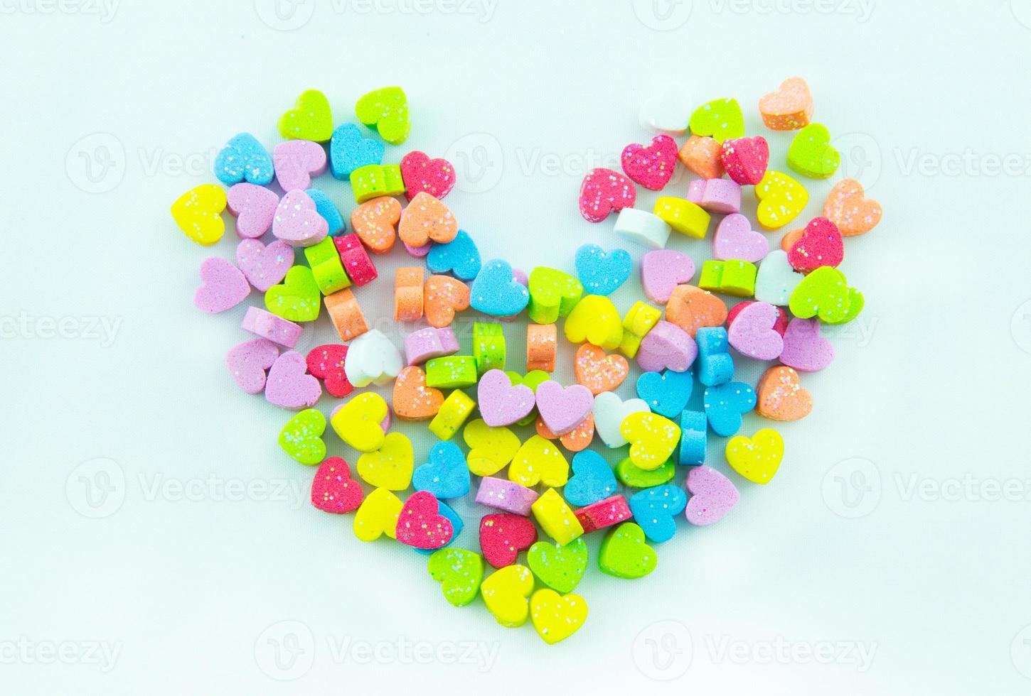 candy Valentines hearts on a white background photo