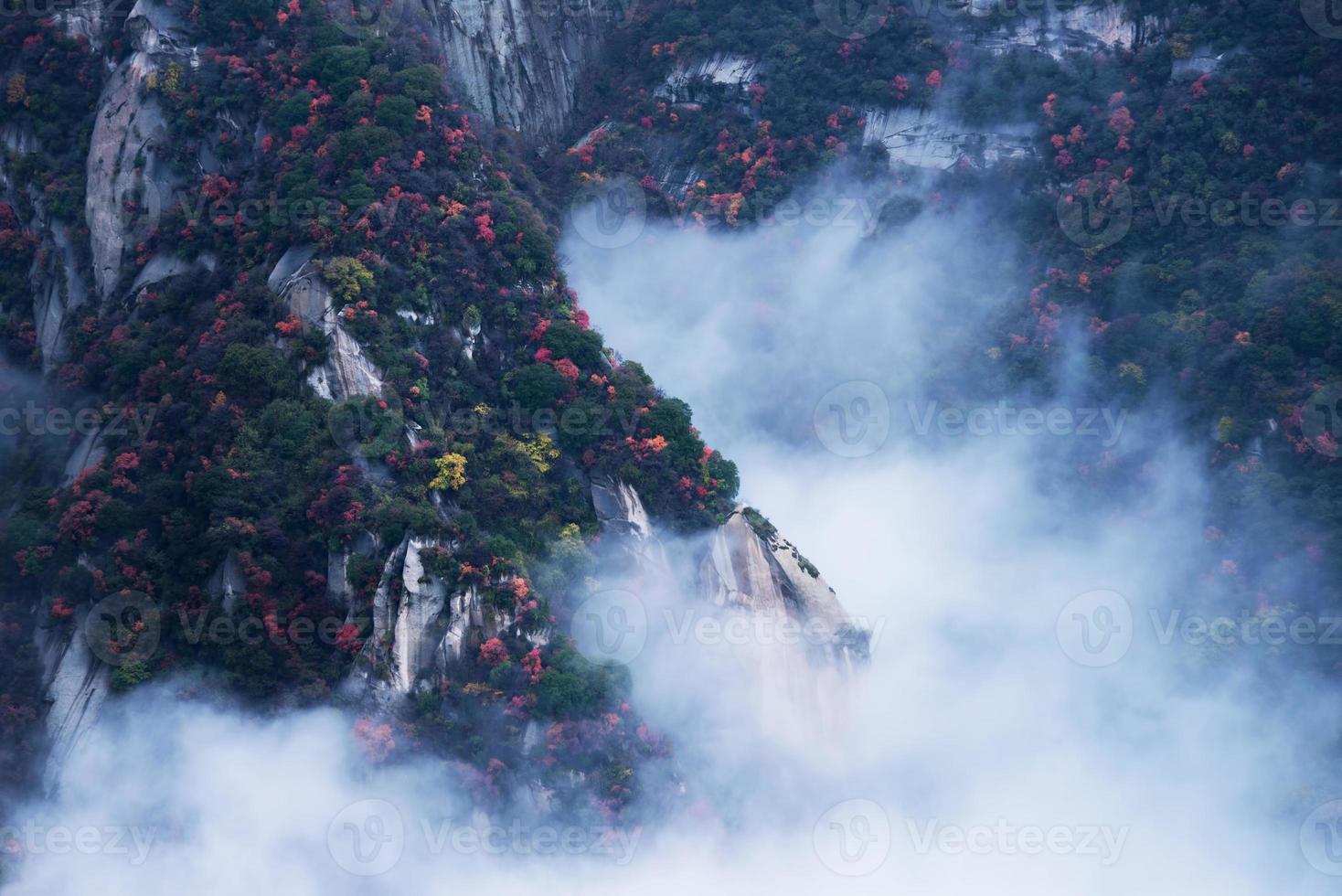 Huashan mountain. The highest of China five sacred mountains, called the West Mountain,well known for steep trails, breath-taking cliffs and grand scenery photo