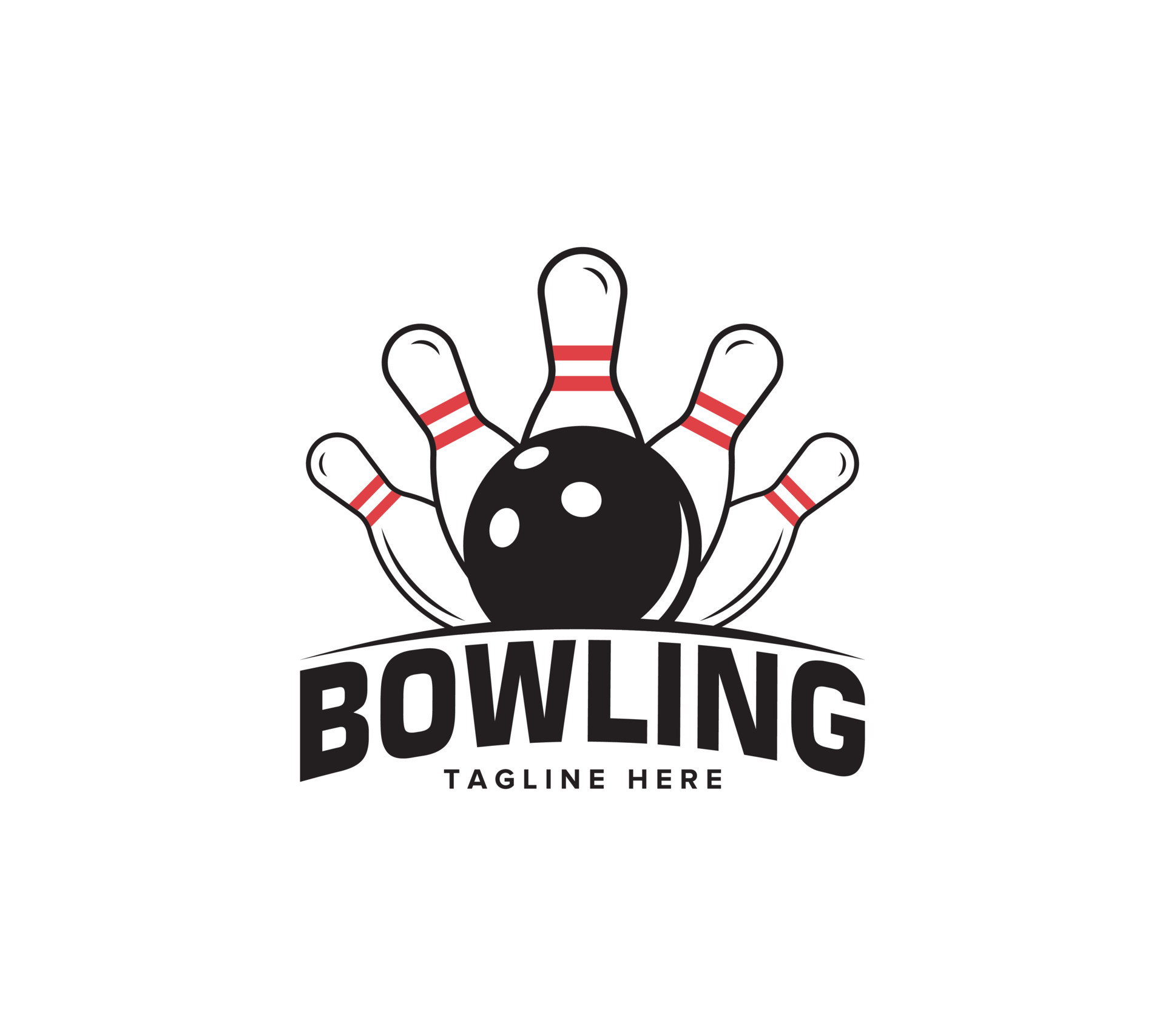 Bowling sports logo design on white background, Vector illustration ...