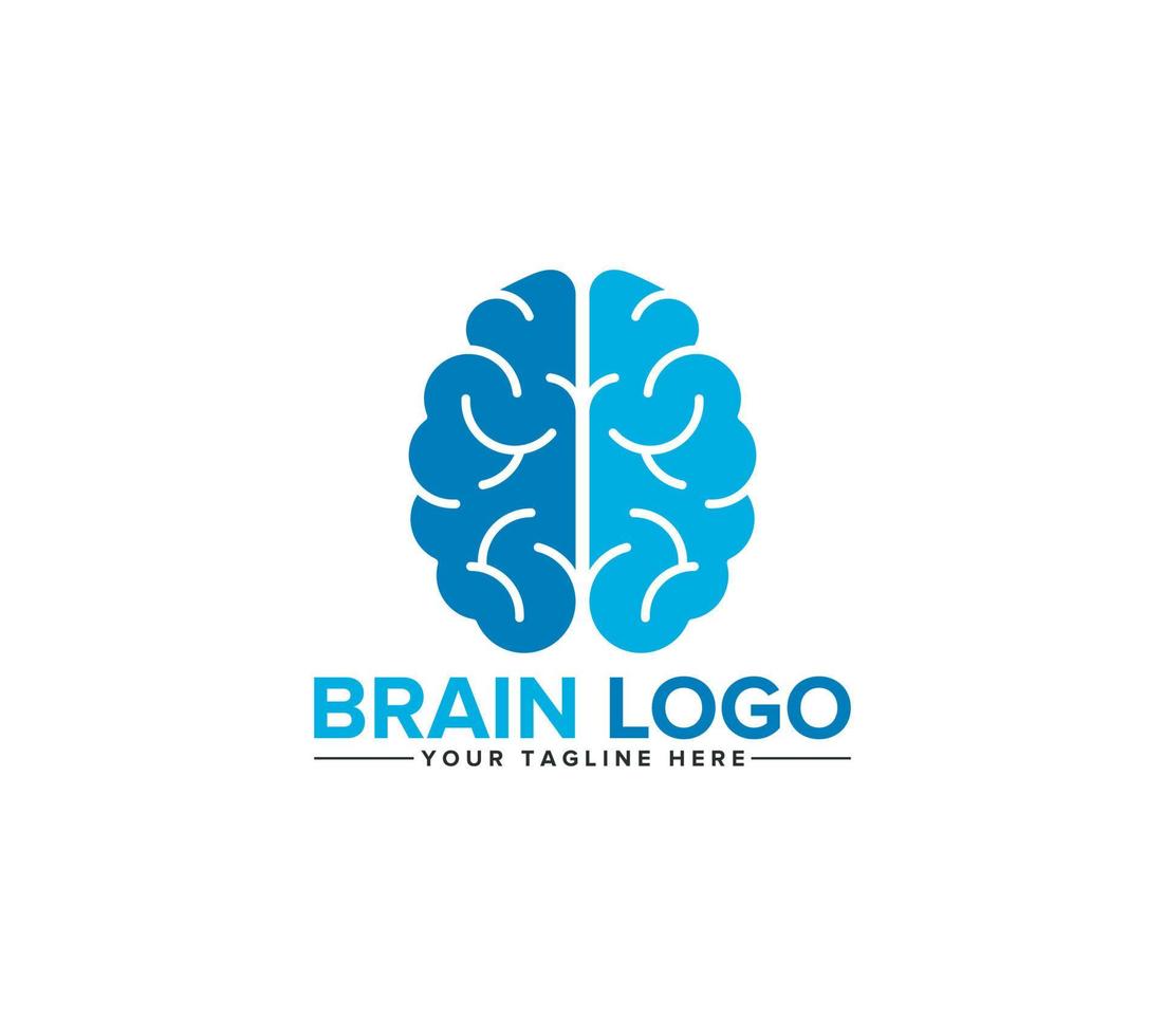 Brain logo design with brainstorm power think idea concept. Vector illustration.