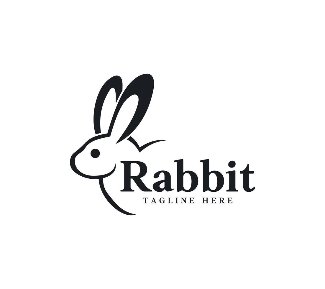 Rabbit text based logo design on white background, Vector illustration