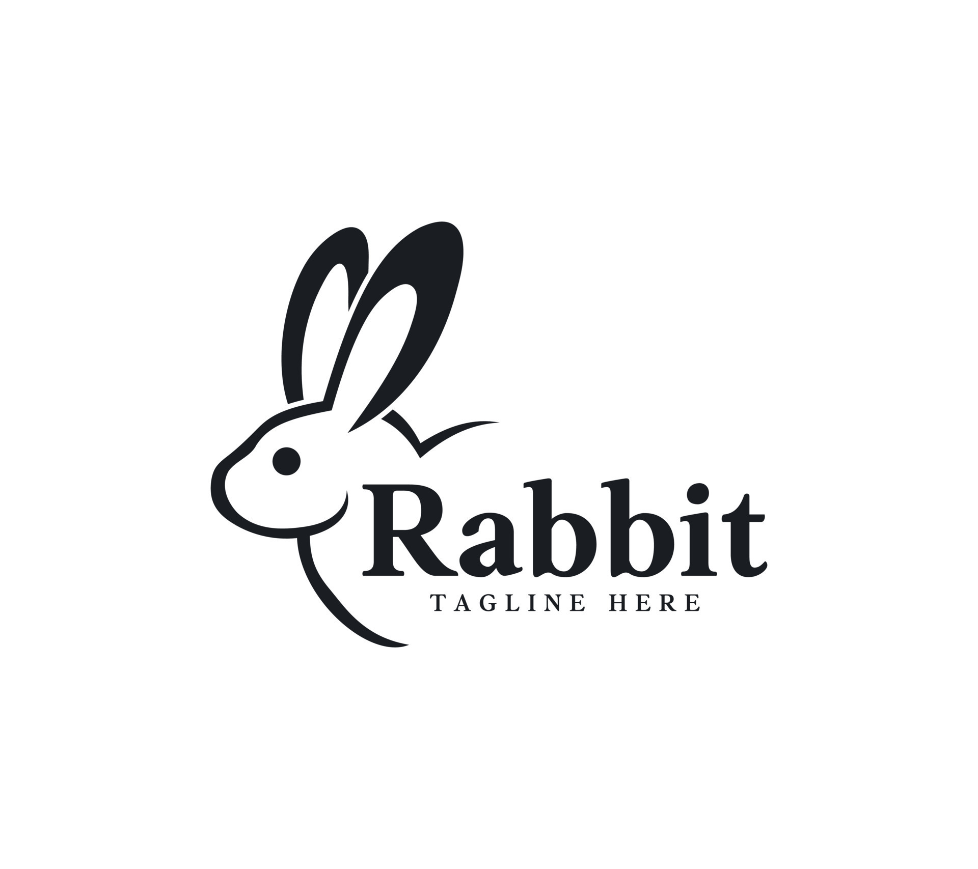 Rabbit text based logo design on white background, Vector illustration