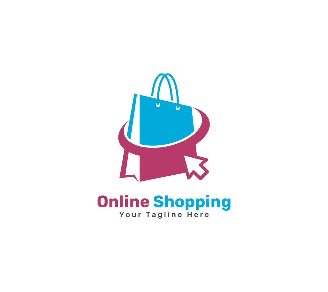 Online Shopping logo design on white background, Vector illustration.