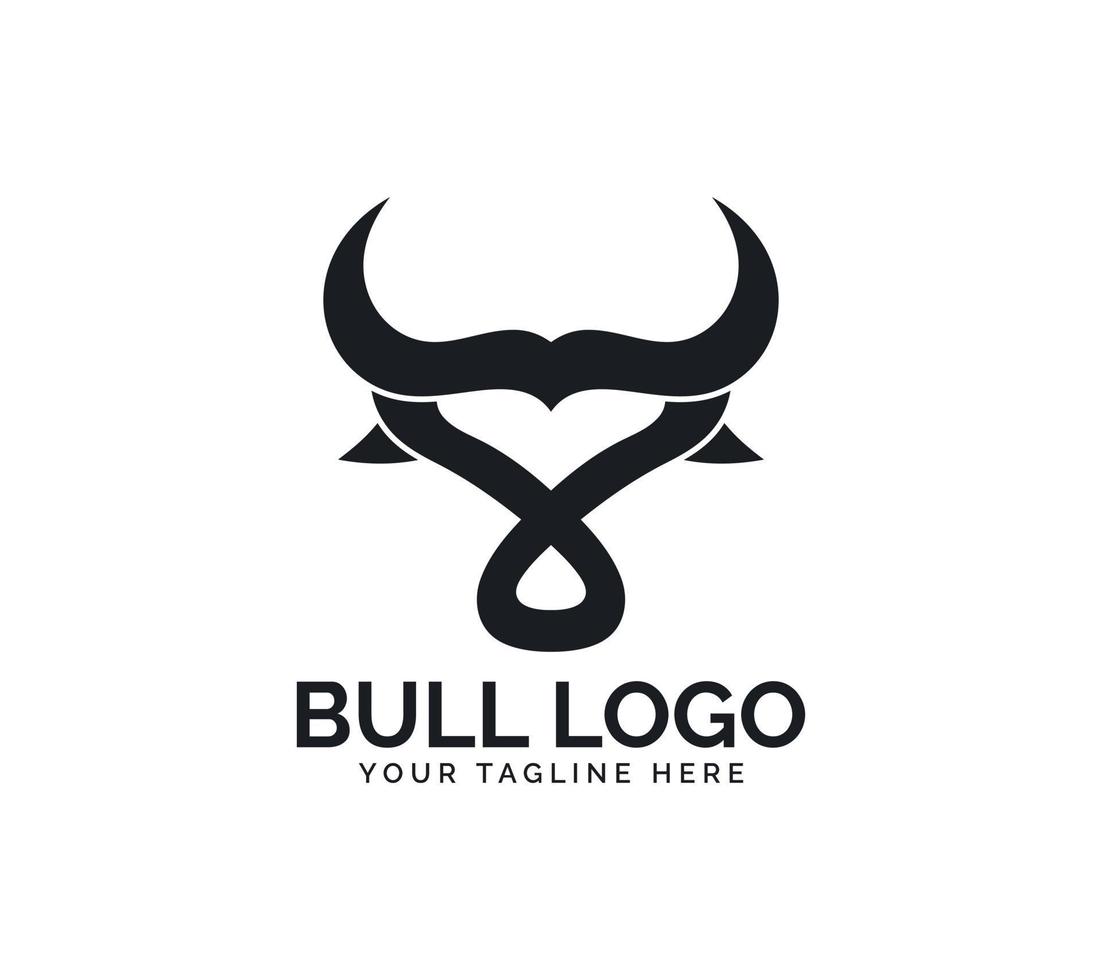 Bull Head logo design on white background, Vector illustration.