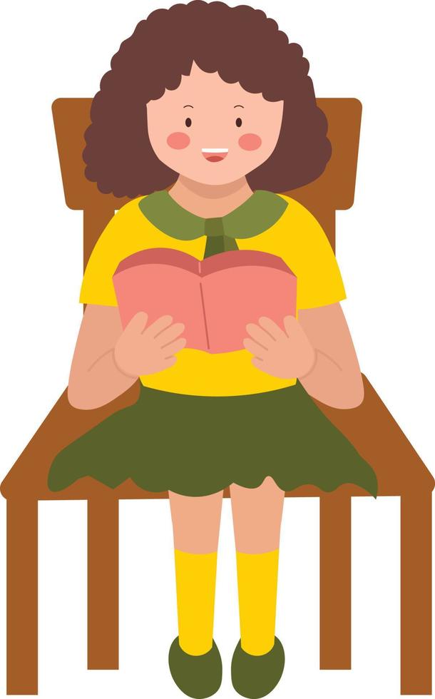 Cute Student Reading Cartoon Vector