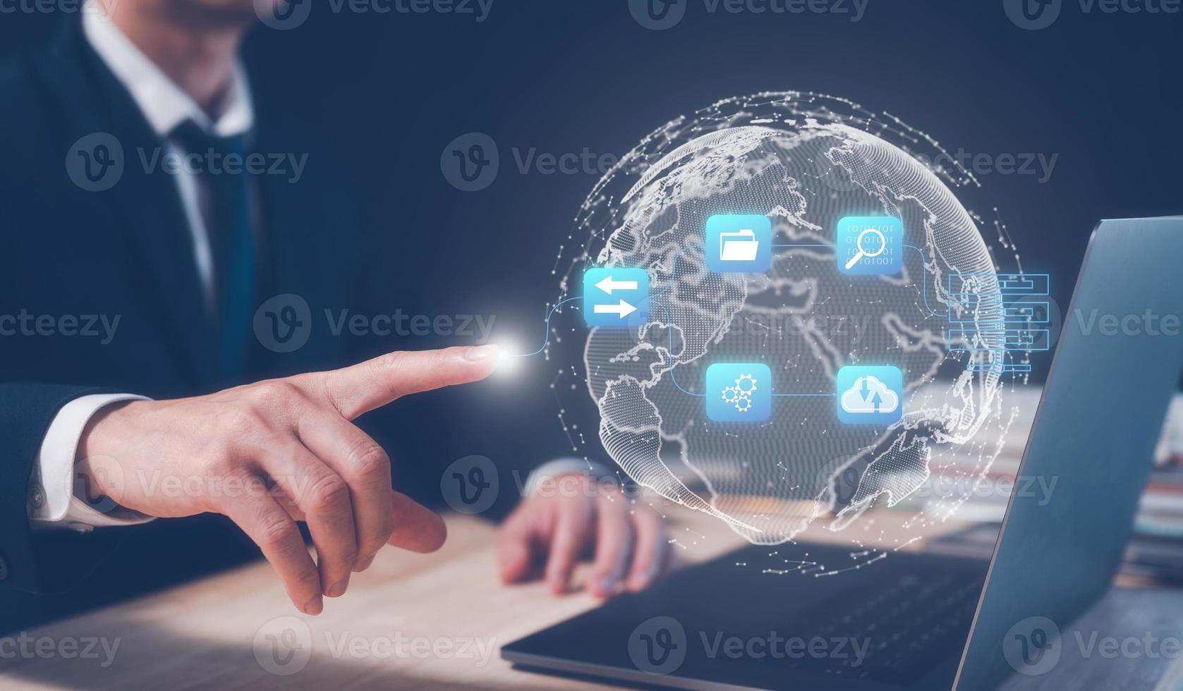 Digital transformation technology strategy, IoT, internet of things. transformation of ideas and the adoption of technology in business in the digital age, enhancing global business capabilities. Ai photo