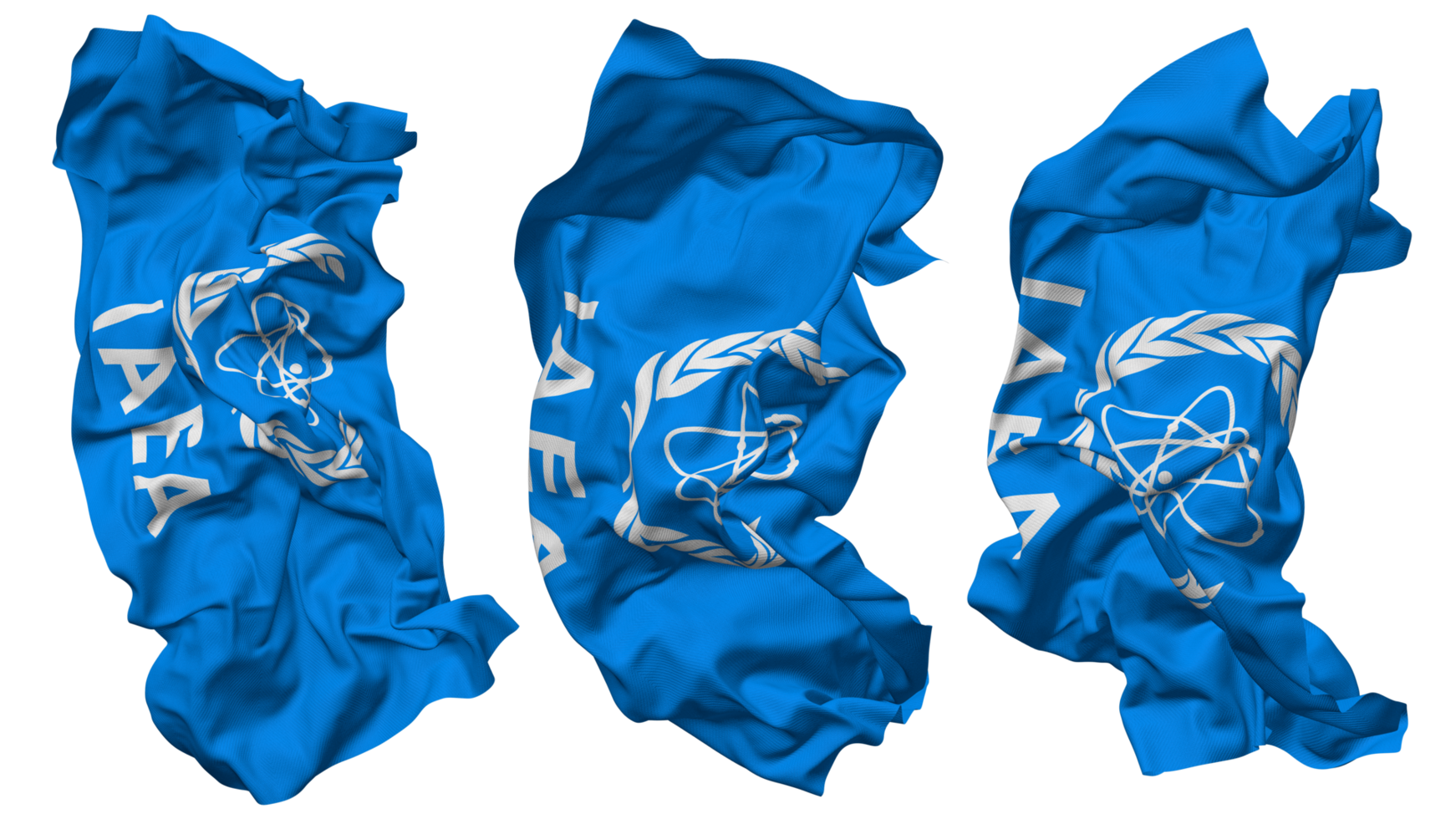 International Atomic Energy Agency, IAEA Flag Waves Isolated in Different Styles with Bump Texture, 3D Rendering png