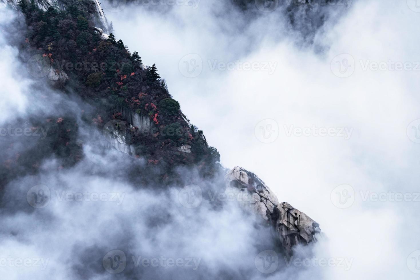 Huashan mountain. The highest of China five sacred mountains, called the West Mountain,well known for steep trails, breath-taking cliffs and grand scenery photo