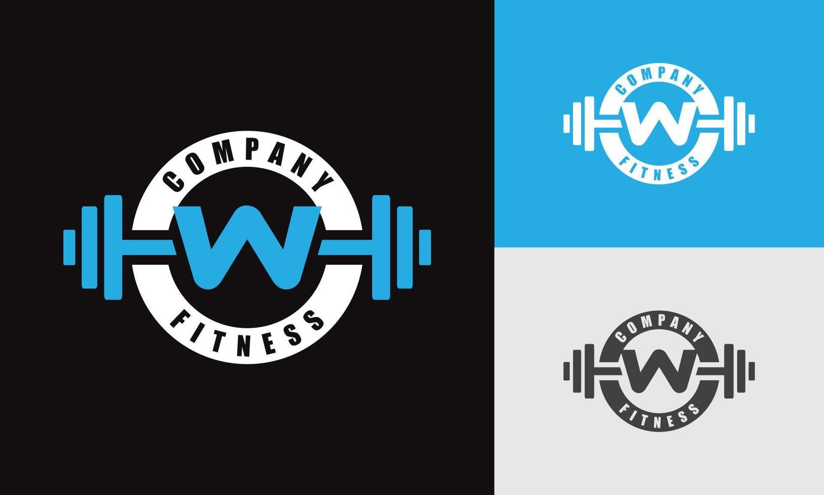 letter W fitness emblem logo vector