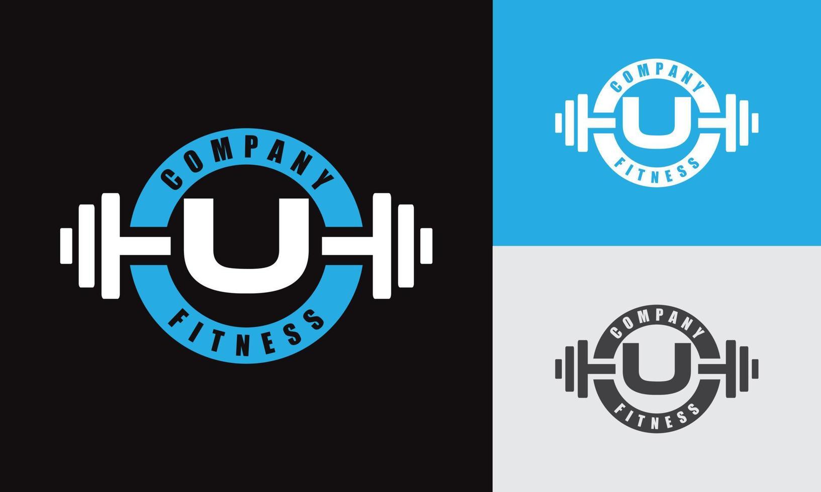 letter U fitness emblem logo vector