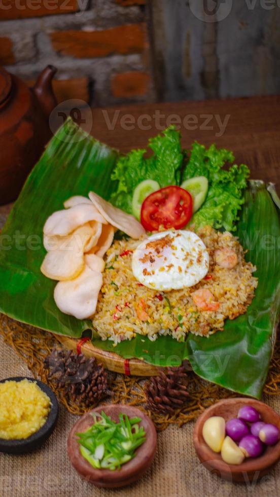 seafood fried rice with a classic theme photo