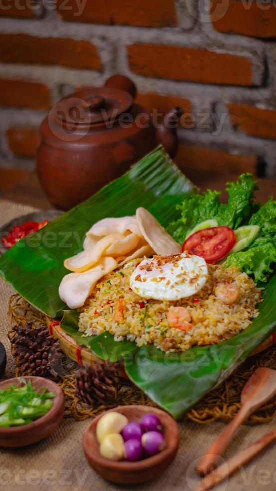 seafood fried rice with a classic theme photo