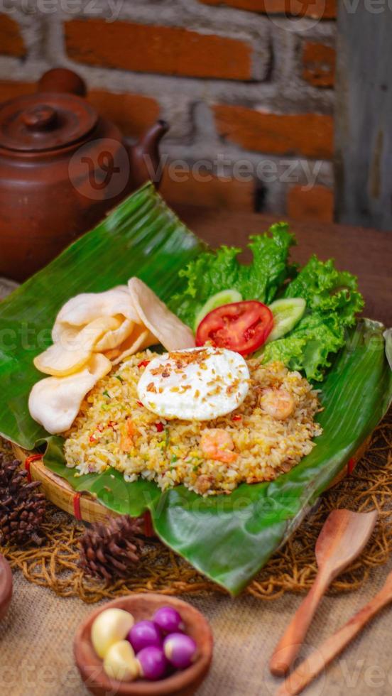 seafood fried rice with a classic theme photo