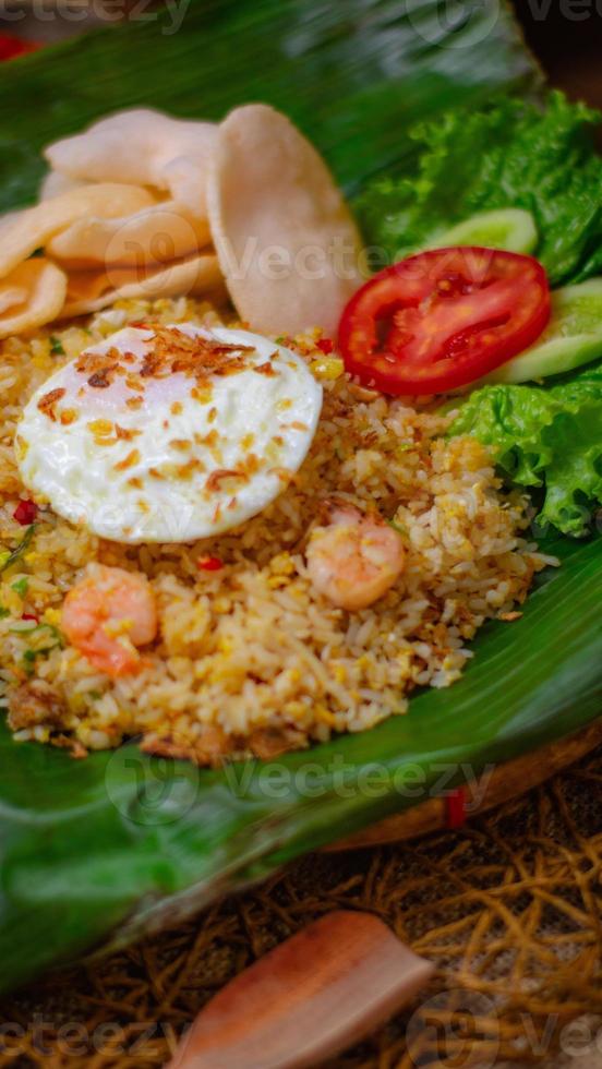 seafood fried rice with a classic theme photo