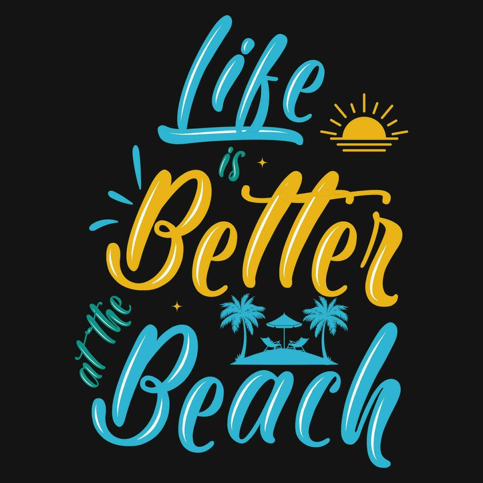 Summer sunshine beaches typographic tshirt design vector