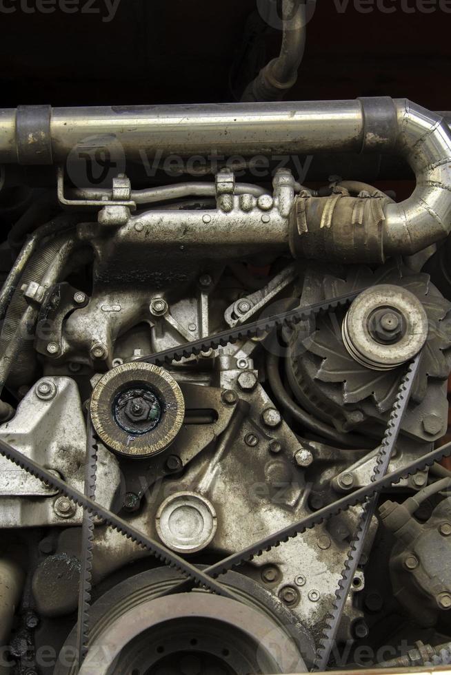 The bus's engine is in the back of the bus when it's parked. Open the bonnet to cool down and restore it as it is - travel-tourism-and-transportation. photo