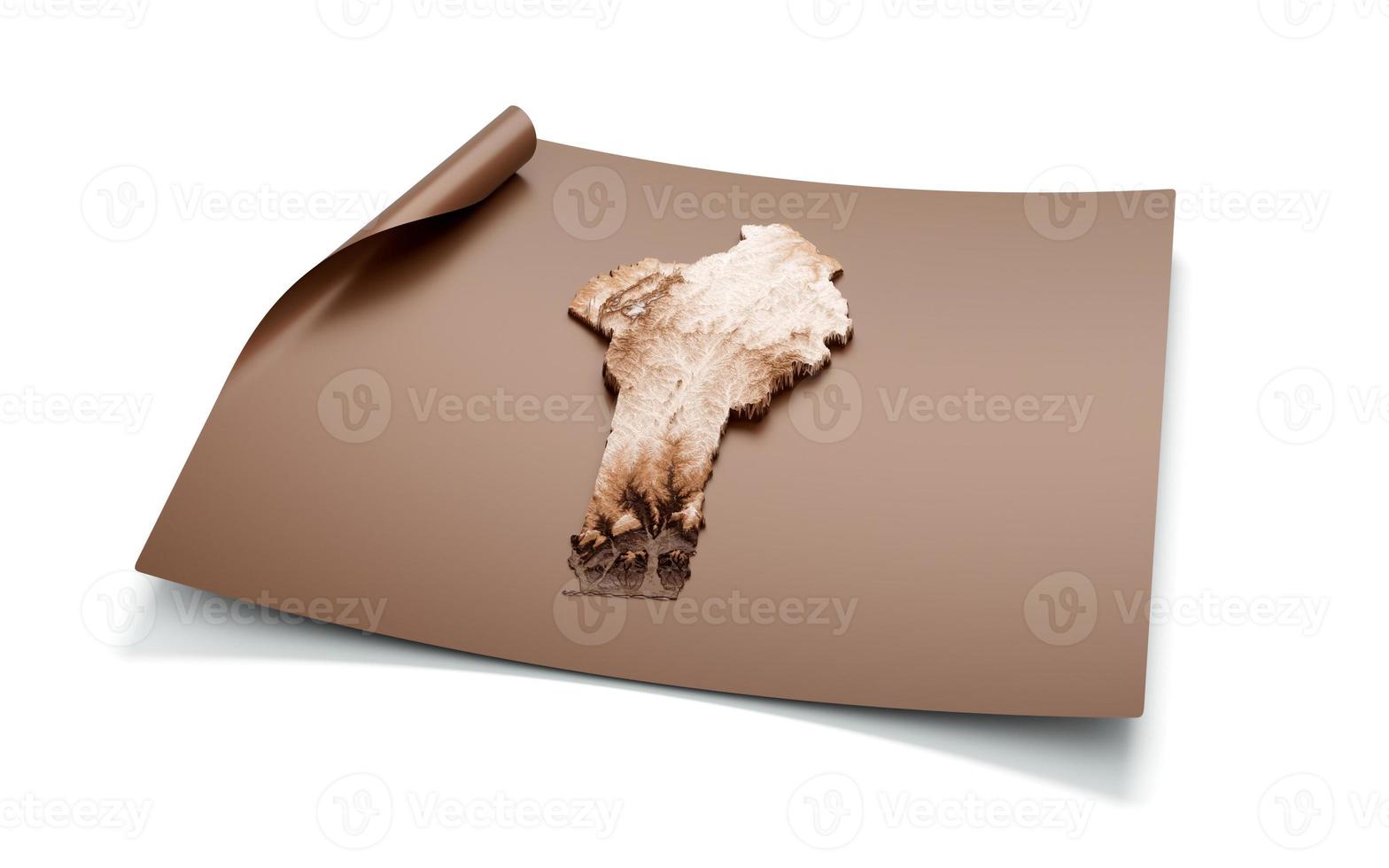 Map Of Benin Old Style Brown On Unrolled Map Paper Sheet On White Background, 3d illustration photo