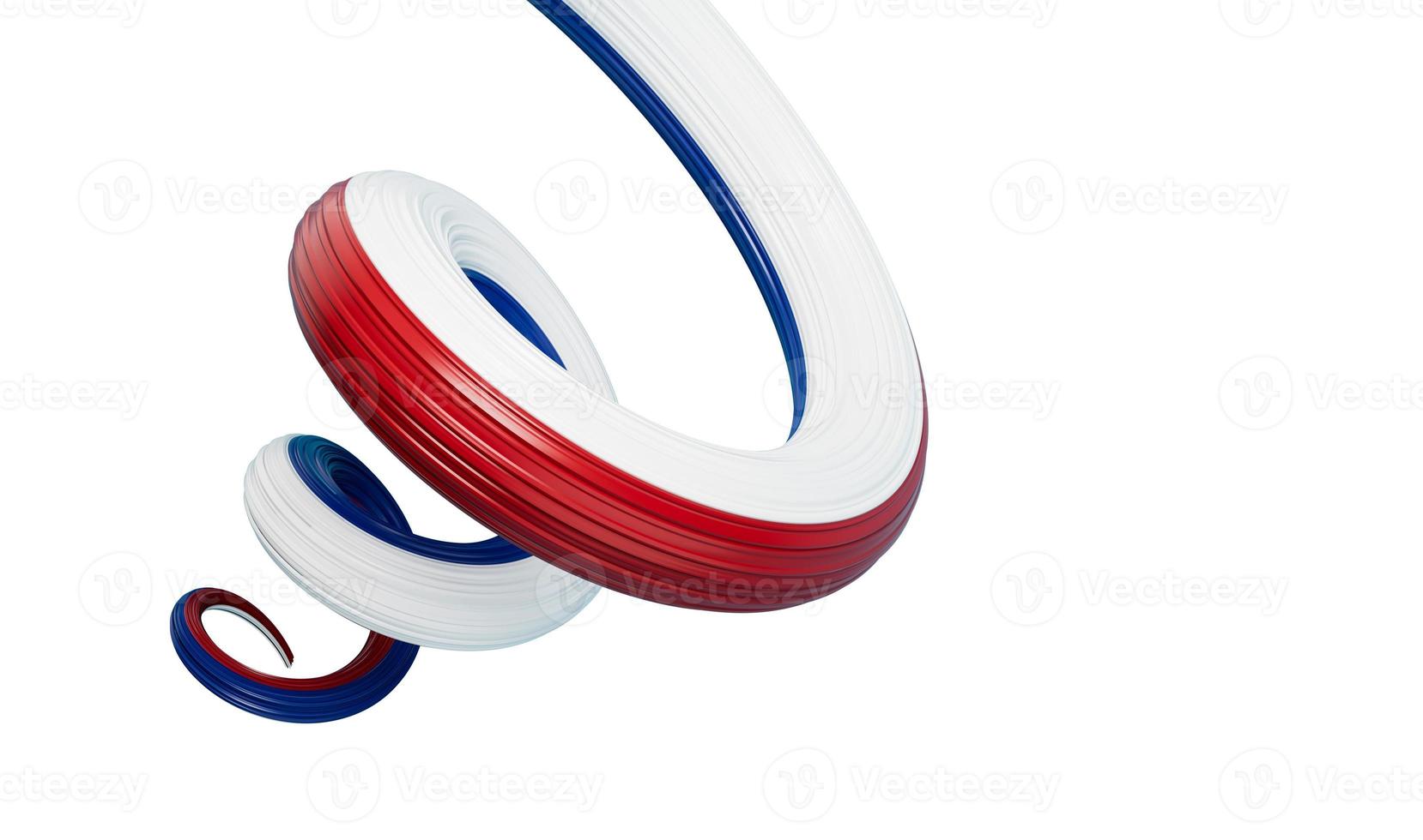 3d Flag of Netherlands, 3d Spiral Glossy Ribbon Of Netherlands On White Background, 3d illustration photo
