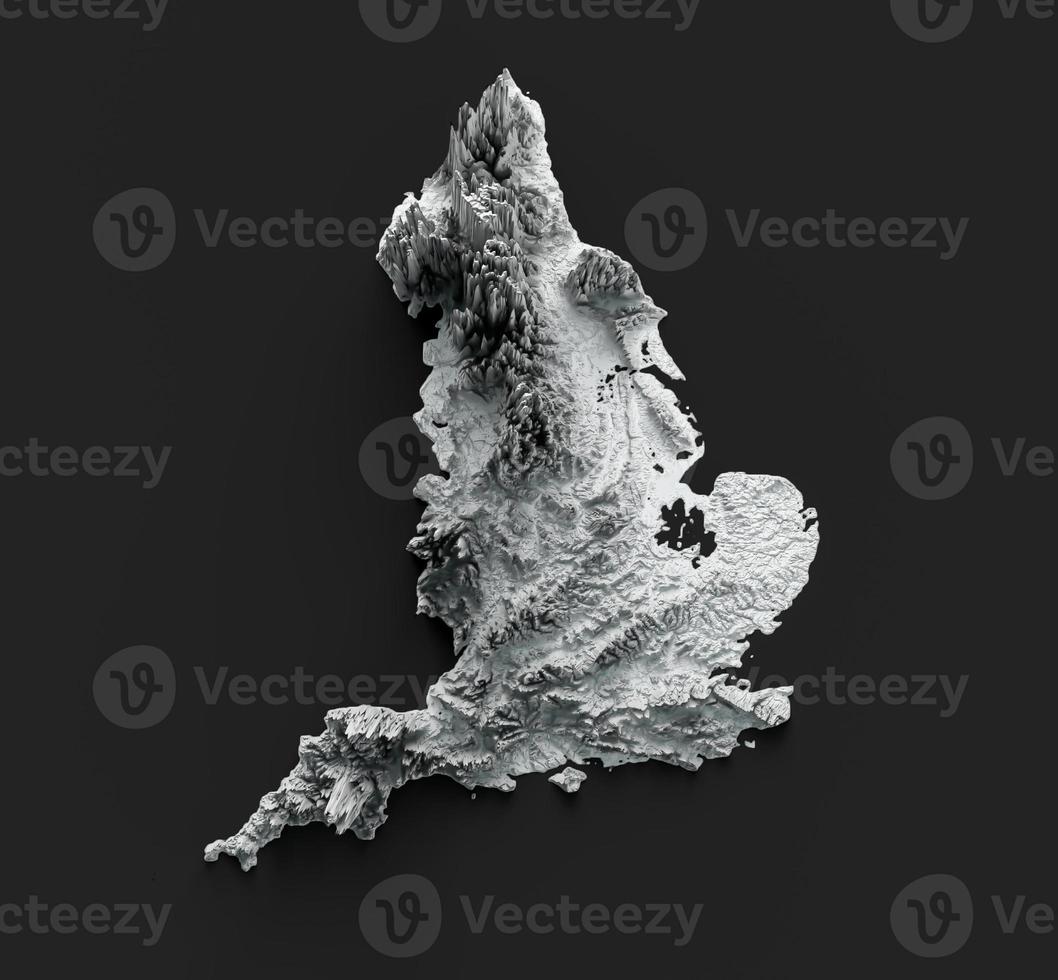 Relief map of United Kingdom on grey background 3d illustration photo