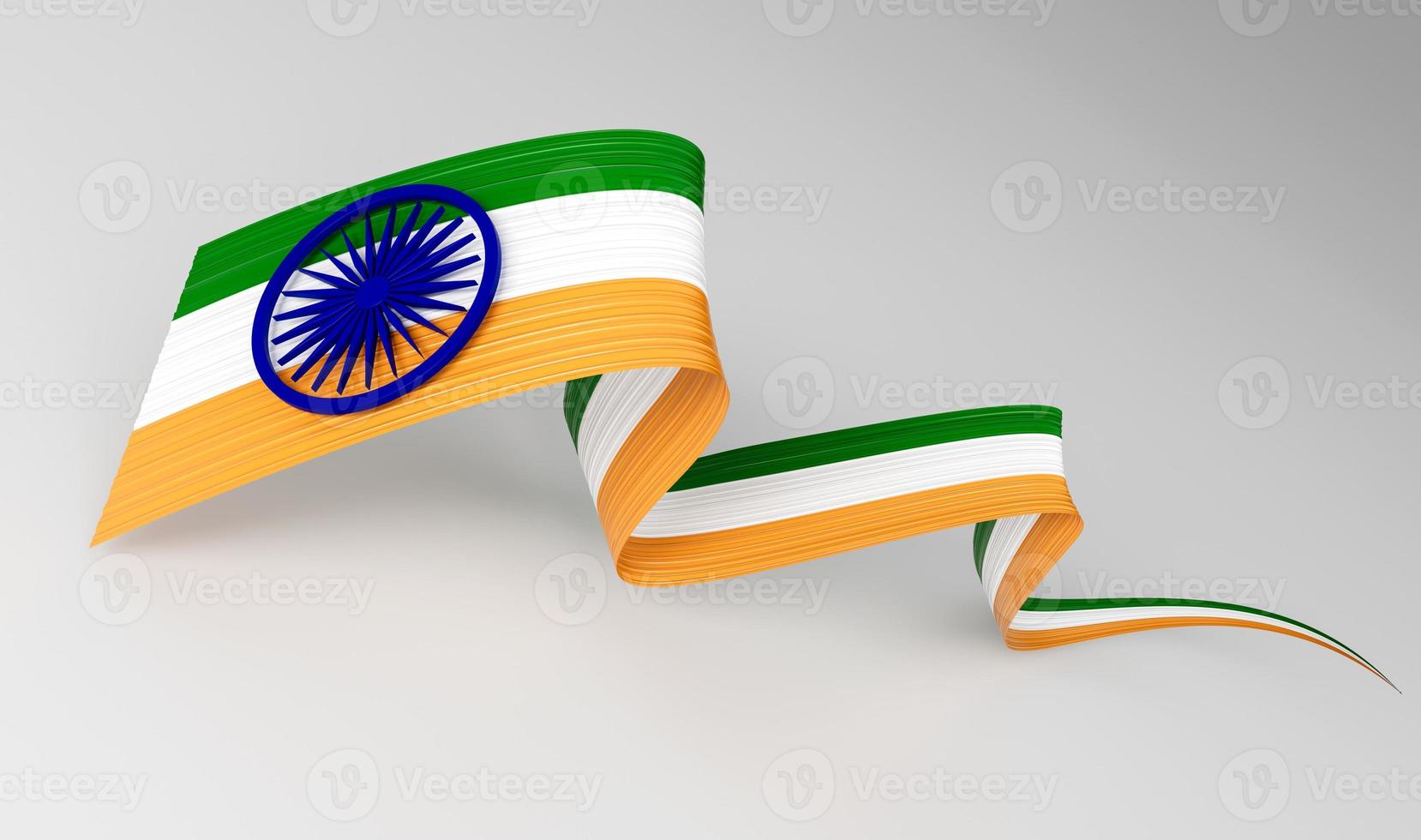 3d Flag Of India, 3d Shiny Waving Flag Ribbon Isolated On White Background, 3d illustration photo