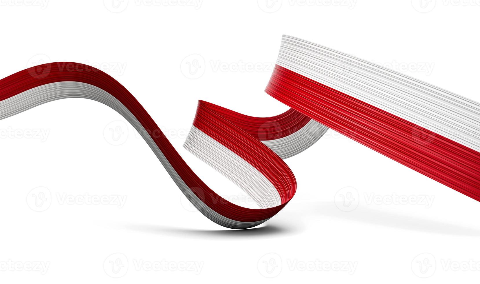 3d Flag Of Poland Country, 3d Wavy Shiny Poland Ribbon Isolated On White Background, 3d illustration photo