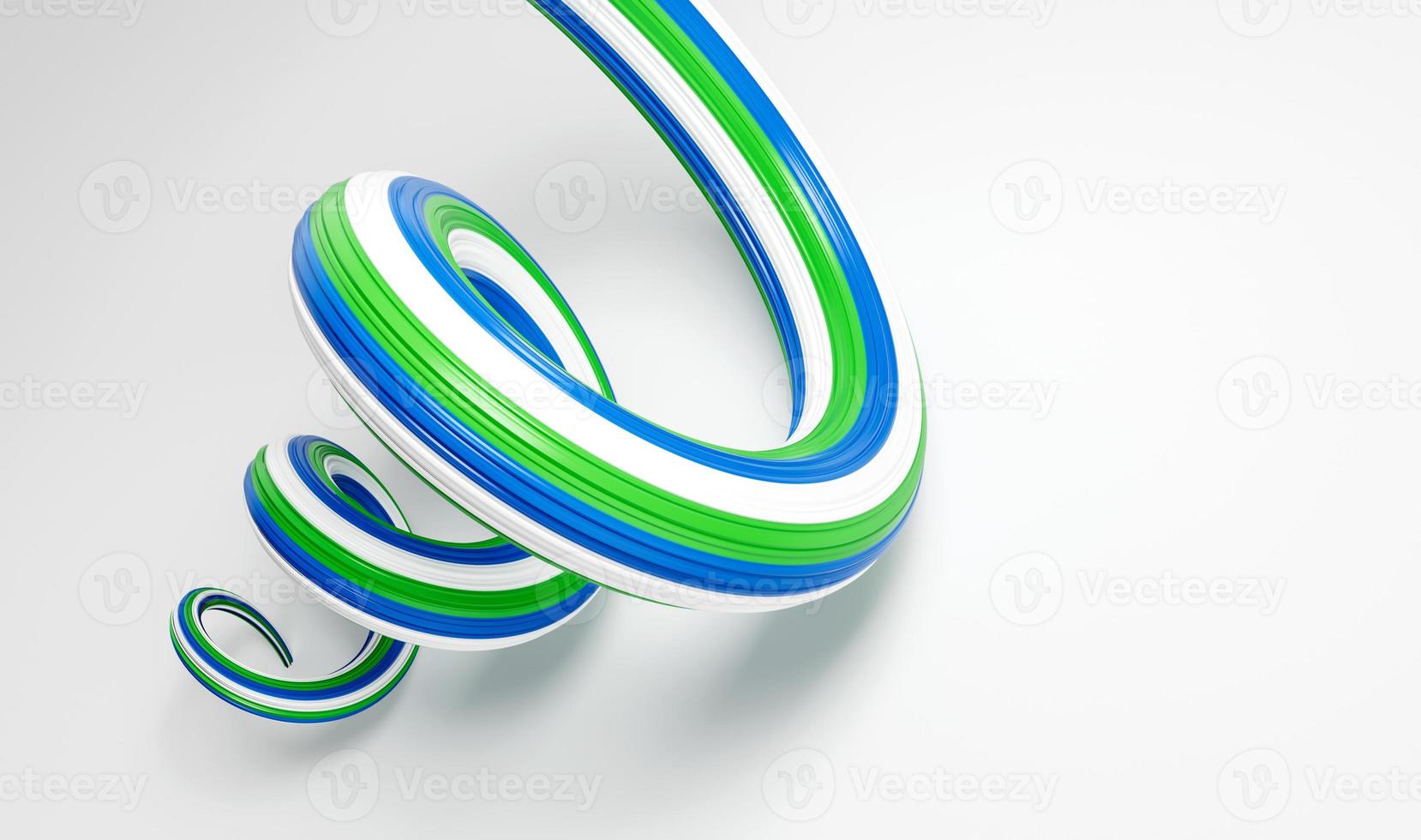 3d bandera de sierra leona país, 3d espiral lustroso cinta en blanco fondo, 3d ilustración foto