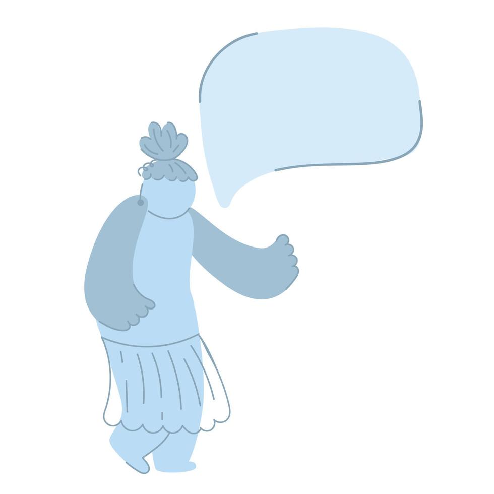 Woman with speech bubble for your text.  unusual talking, protesting woman. Attractive overweight lady. Female cartoon character. Body positive. Plus size woman vector