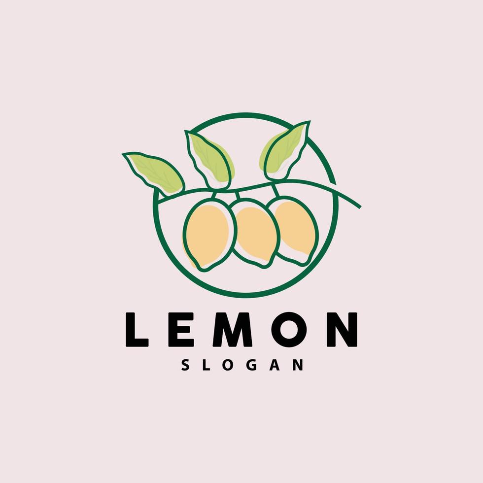 Lemon Logo, Luxurious Elegant Minimalist Design, Lemon Fresh Fruit Vector For Juice, Illustration Template Icon