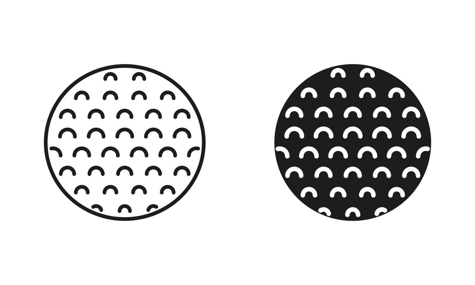 Golf Ball Black Silhouette and Line Icon Set. Ball for Play Sports Game Solid and Outline Symbols Collection on White Background. Isolated Vector Illustration.