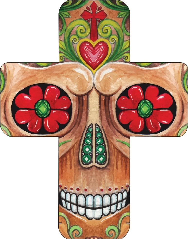 Art fancy skull cross. Hand painting and make graphic vector. vector