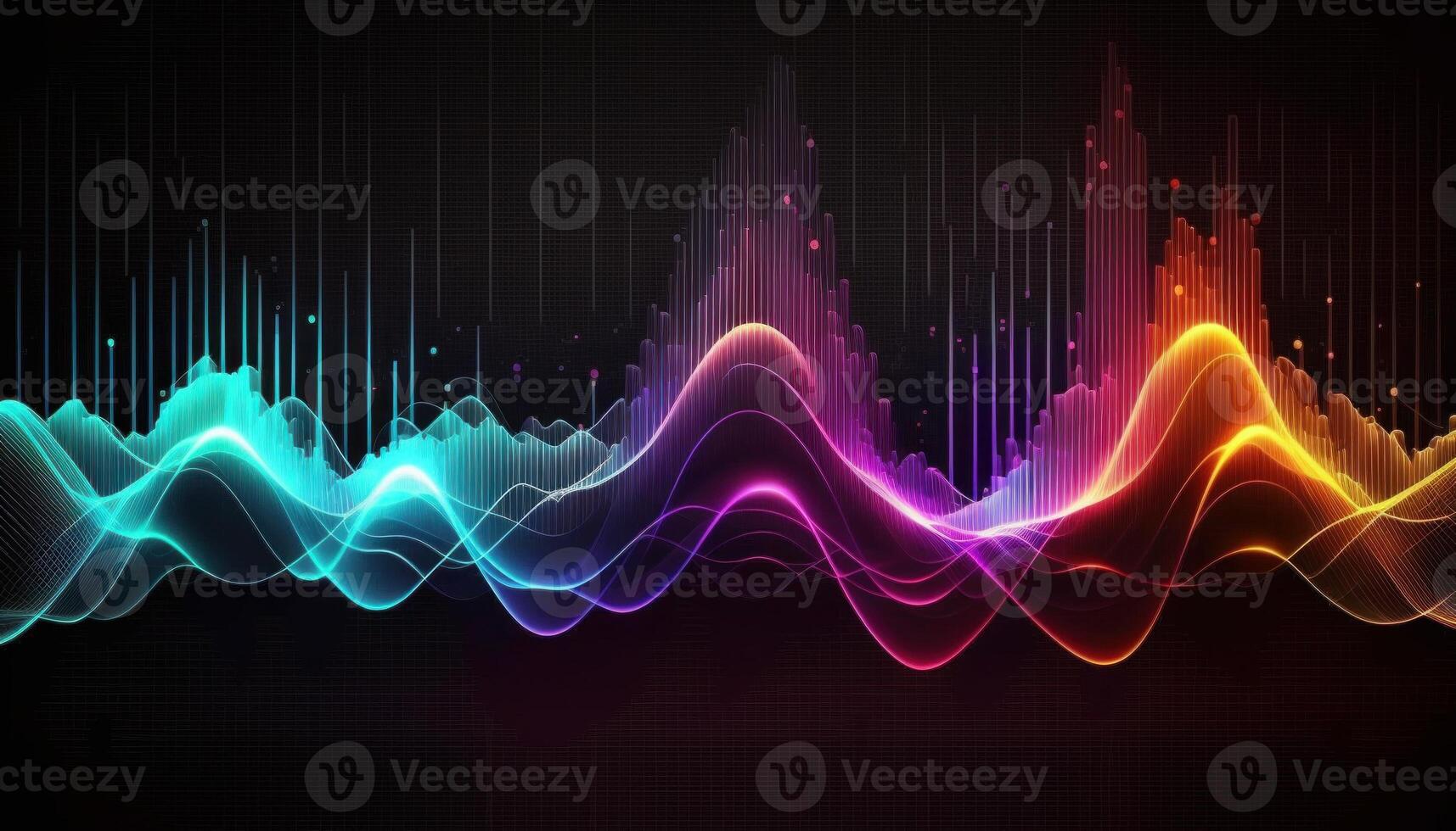 un resumen representación de sonido olas y música frecuencias generativo ai foto