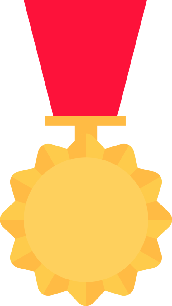 oro medaglia con rosso nastro nel piatto stile png