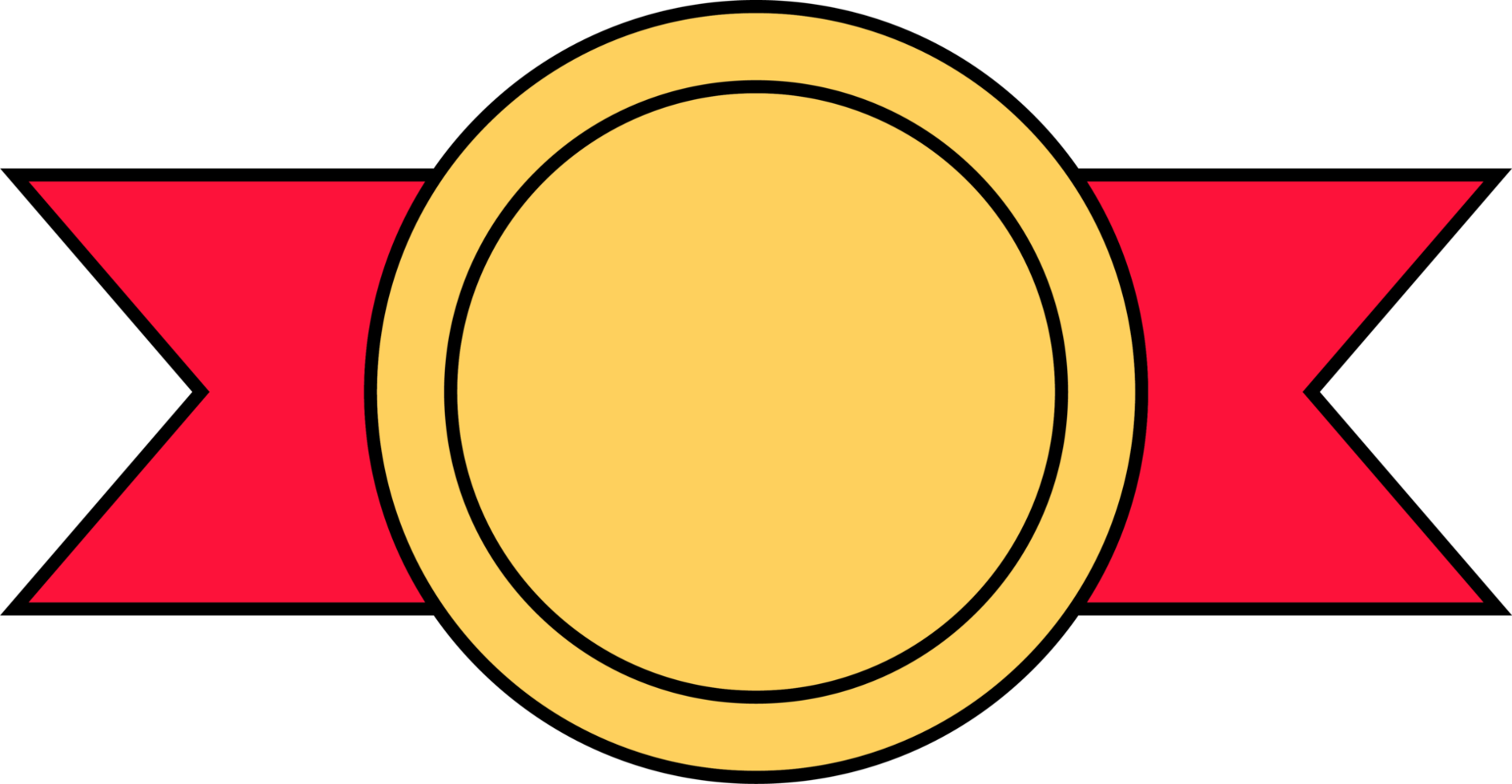 Gold medal with red ribbon in flat style png