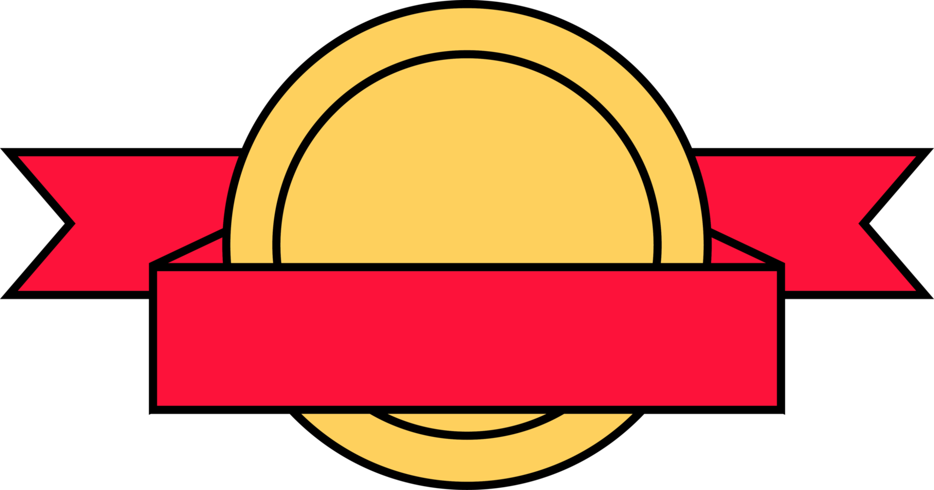 Gold medal with red ribbon in flat style png