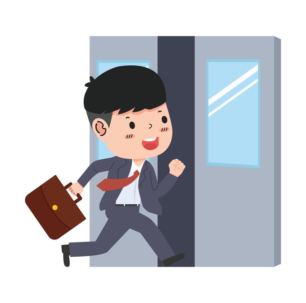 Businessman fast moving to opening door vector