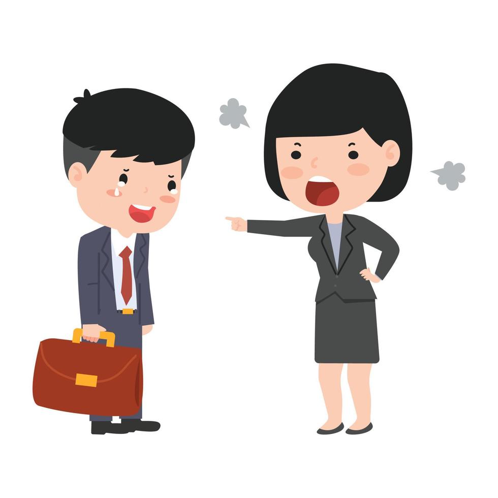 Boss Angry pointed his finger  with businessman vector