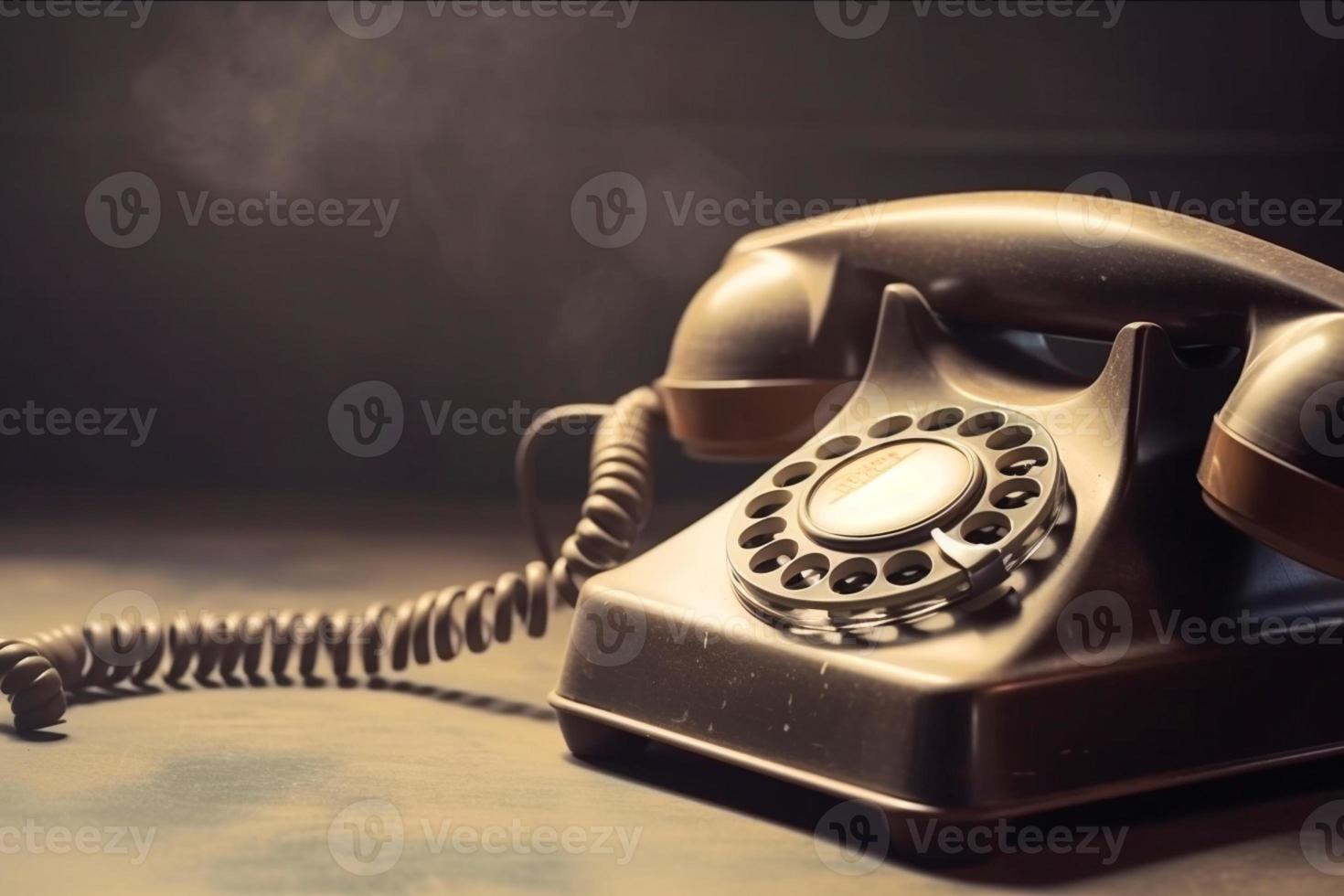 Telephone retro on background. 90's concepts. Vintage style filtered photo. photo