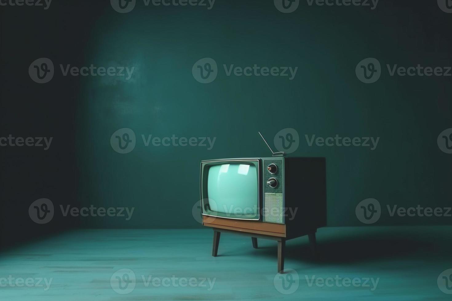 Retro old television on background. 90's concepts. Vintage style filtered photo. photo