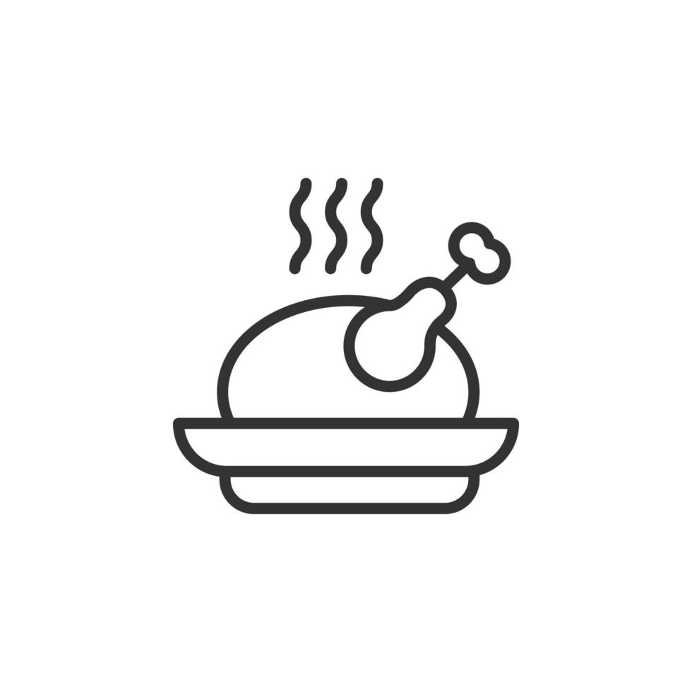 Baked chicken icon vector illustration. Food and cooking.