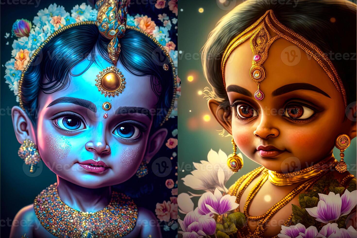 little Krishna and balram cute image Generative AI 21979719 Stock ...
