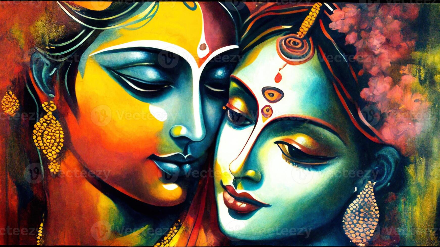 Radha krishna in love painting wall art 8K generative ai radha ...