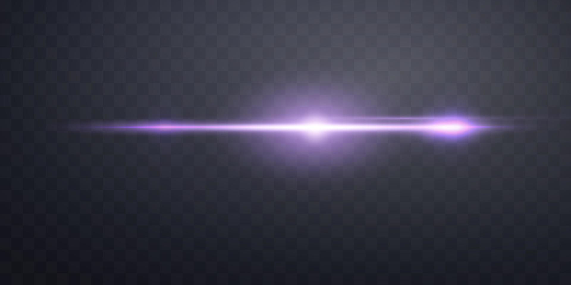 Purple horizontal lens flare. Purple glow flare light effect. Vector illustration.