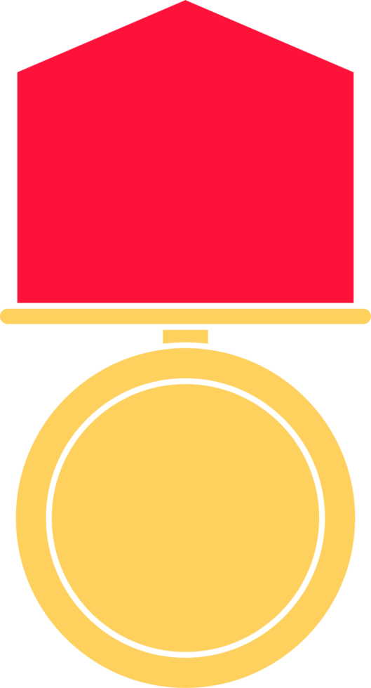 Gold medal with red ribbon png