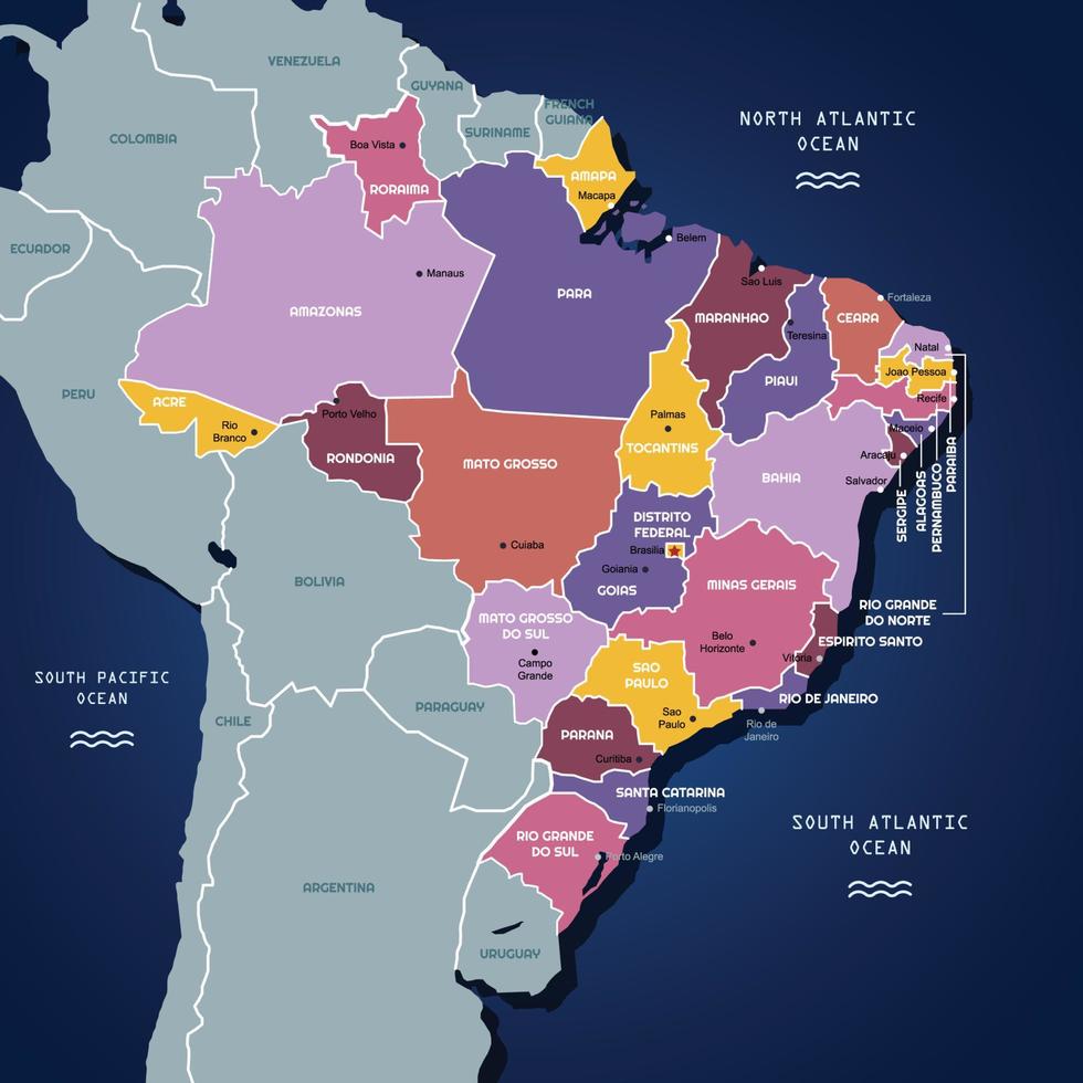 Country Map of Brazil vector