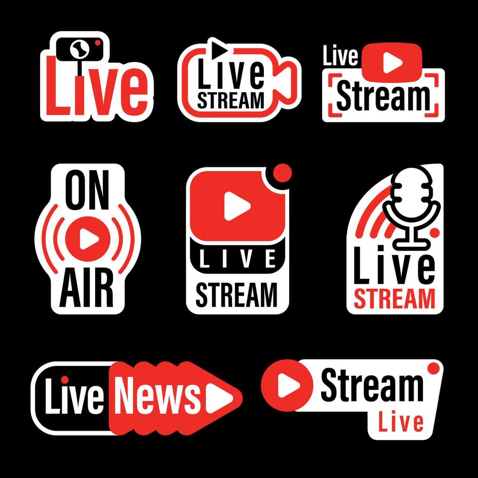 Live Stream Logo Icon Badge Set vector