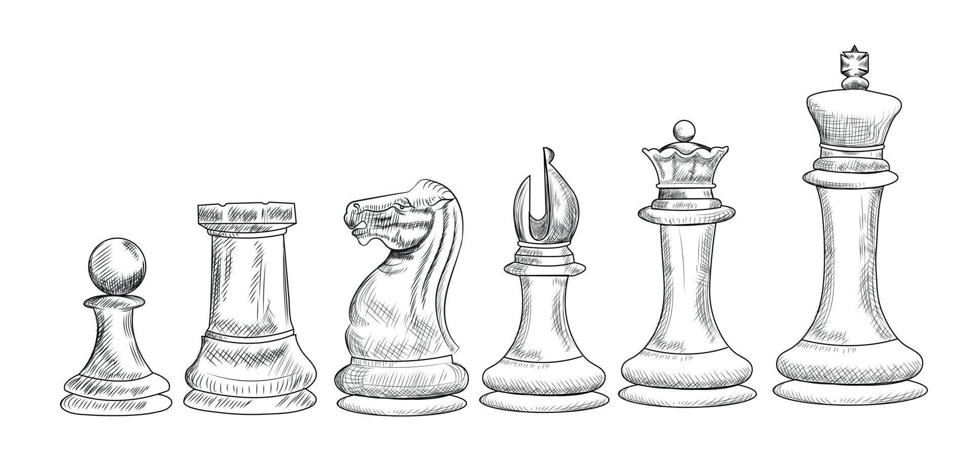 Hand-drawn sketch set of Chess pieces vector illustration 21980020 ...