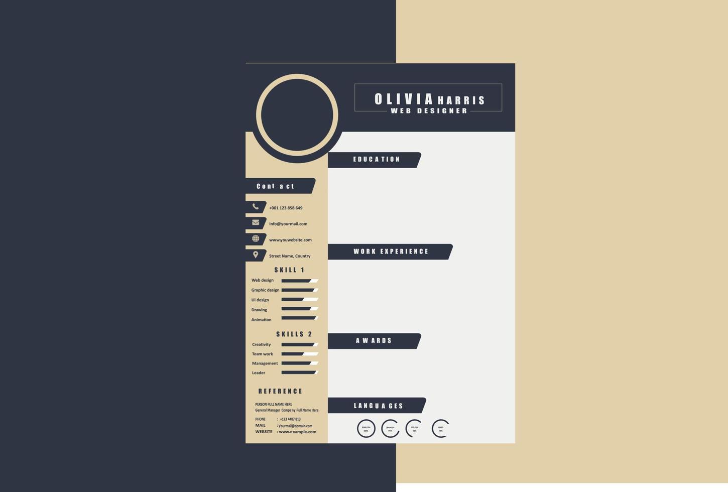 Professional and unique CV resume template design with letterhead cover letter - vector minimalist
