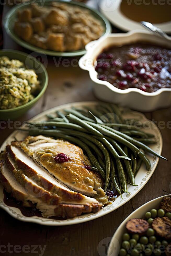 table prepared for thanksgiving day. photo